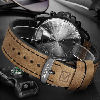 CURREN 8314 męskie zegarki Top luksusowej marki wodoodporny zegarek sportowy chronograf kwarcowy wojskowy skóra Relogio Masculino
