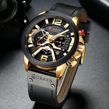 CURREN Watch men Top Brand Casual Sport Watch for Men luksusowe skórzane zegarek mody zegarek wodoodporny zegarek 8329