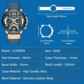 CURREN Watch men Top Brand Casual Sport Watch for Men luksusowe skórzane zegarek mody zegarek wodoodporny zegarek 8329