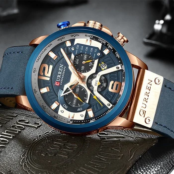 CURREN Watch Men wodoodporny Chronograf Sportowy zegarek męskie zegarki najlepsze marki luksusowych skórzane zegarek kwarcowy data Relogio Masculino