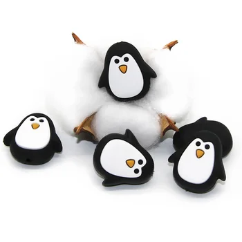 Cute-idea 10szt Silikonowy pingwin koraliki spożywczego jakości ząbkowania koraliki DIY dla dzieci ząbkowania karmiących naszyjnik brodawki łańcucha akcesoria