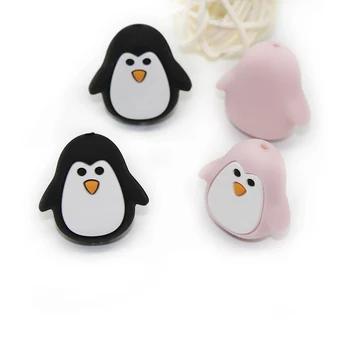 Cute-idea 10szt Silikonowy pingwin koraliki spożywczego jakości ząbkowania koraliki DIY dla dzieci ząbkowania karmiących naszyjnik brodawki łańcucha akcesoria