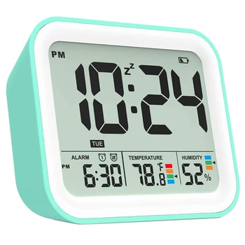 Cyfrowy podwójny biurko budzik do sypialni,małe drogowe zegarek z wyświetlaczem led temperatury i wilgotności, ściemniacz i powtarzanie