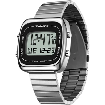 Cyfrowy wodoodporny zegarek dla mężczyzn PANARS stalowe sportowy zegarek elektroniczny led męskie zegarki męskie zegarki militarne zegarki wojskowe
