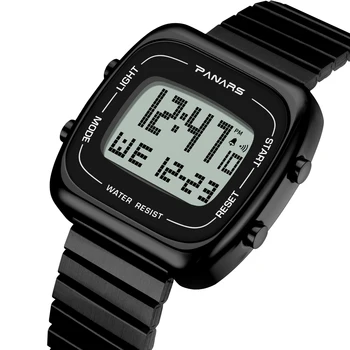 Cyfrowy wodoodporny zegarek dla mężczyzn PANARS stalowe sportowy zegarek elektroniczny led męskie zegarki męskie zegarki militarne zegarki wojskowe