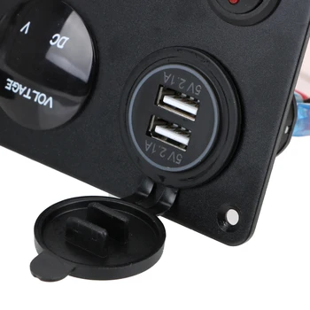 Cyfrowy woltomierz podwójny port USB 12 v, gniazdko kombinacja wodoodporny samochód morskiej led kołyskowy przełącznik panel