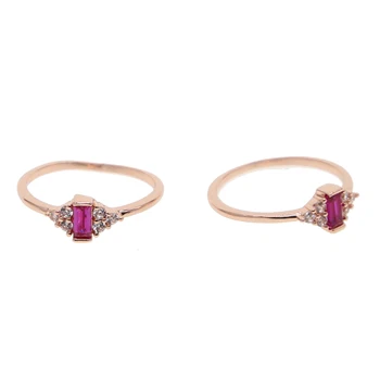 Cz klastra pierścień Czerwony Biały cyrkonia cienki prosta bransoletka uroczy, piękny prezent dla dziewczyny minimalny kolor różowe złoto moda palec pierścień Midi
