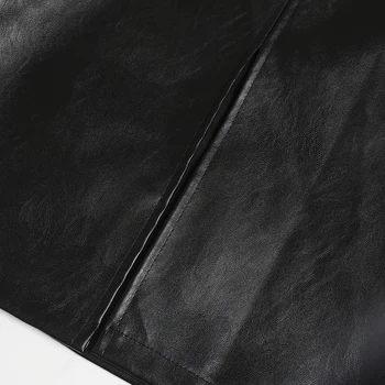 Czarna sztuczna skóra spódnica dla kobiet 2021 nowe Midi Sexy Wysoka Talia Bodycon Split spódnica biuro spódnica-ołówek długość do kolan plus size