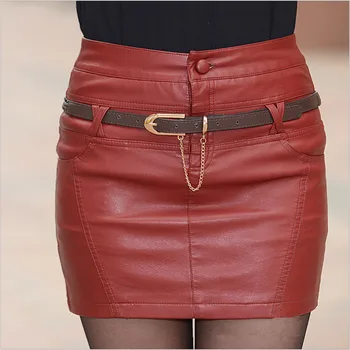 Czarny/ czerwony S-3XL marka kobiety faux skórzane spódnice Moda slim pakiet hip motocykl skóra damska spódnica Saia Faldas