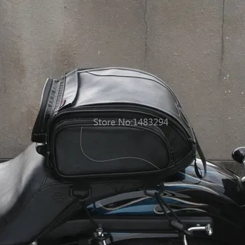 Czarny motocykl premium ogon torba bagaż kask pakiet torba Sissy bar plecak turystyczny torba case sztuczna skóra