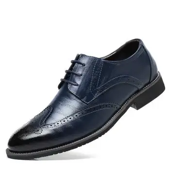 Czarny żółty brązowy niebieski mężczyźni skórzane buty firmy formalne mężczyźni biuro sznurowanie oxford buty forma mężczyźni plus rozmiar 38-48