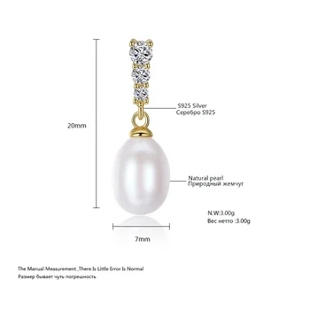 CZCITY marka naturalne słodkowodne perły kolczyki pręta prawdziwe srebro próby 925 perły z Цирконом biżuteria dla kobiet hurtowych prezent