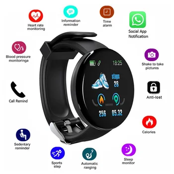 D18 inteligentne zegarki elektroniczne damskie ciśnienie krwi monitor rytmu serca fitness krokomierz sport wsparcie whatsapp inteligentny bransoletka d18