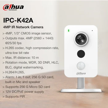 Dahua Original IPC-K42A 4MP IR Network IP Camera Support PIR H. 265 IR 10m Night vision SD Card POE wbudowany mikrofon Alarm ONVIF APP