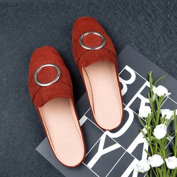 Damskie buty z czubkiem modne, zamszowe buty na niskim obcasie damskie muły dużych 31-35-43 eleganckie sandały obuwie domowe japonki