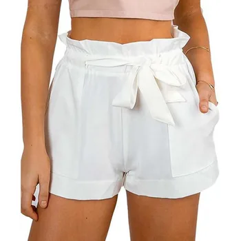 Damskie Mini Szorty Z Wysokim Stanem Casual Soild Color Summer Beach Hot Bottom Ladies' New Fashion Sashes Short Pants Hot Selling