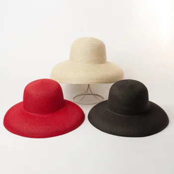 Damskie okulary, kapelusze z szerokim rondem lato słomkowe kapelusze 2019 nowa naturalna czarna moda Floppy Beach Boater Hat Cap Kentucky Derby Hats