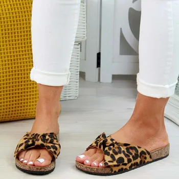 Damskie sandały leopard print grube dno lato open toe slide panie cebula wydrążony światło poślizgu na okrągłej głowie sandały buty Damskie