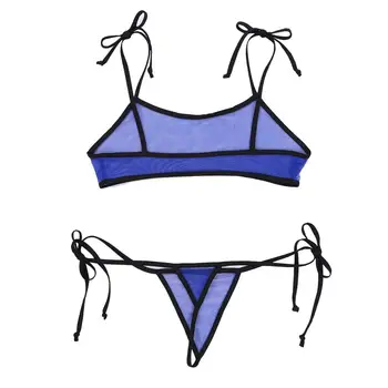 Damskie stroje kąpielowe bikini przezroczyste przezroczyste mini-strój kąpielowy biustonosz top z stringi stringi majtki mikro bikini strój kąpielowy pływacki