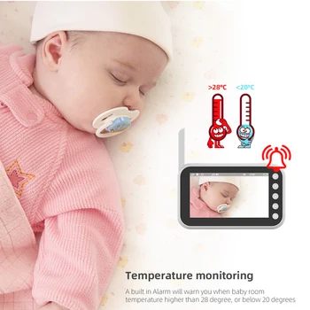 DANMINI Baby Monitor z kamerą Cry Babies ABM200 4.5 in LCD HD wyświetlacz elektroniczna niania radio wideo kontrola temperatury
