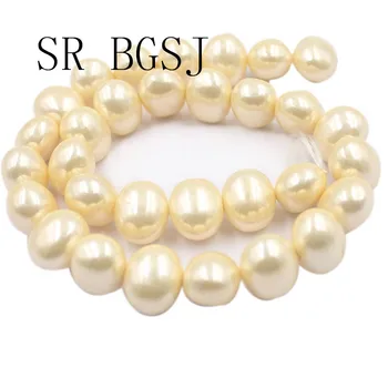 Darmowa wysyłka 15x12mm 4 kolory Natural Feeform Egg Shape Shell Pearl Jewelry DIY luźne koraliki Strand 15
