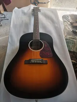 Darmowa wysyłka J45 style custom acoustic guitar slope-shoulder dark vintage sunburst acoustic guitar professional 6 string guitar