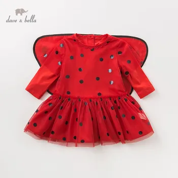 DB11733 Dave Bella jesień dziewczynka księżniczka słodkie punktu motyl sukienka moda dziecięca sukienka dzieci dziecięca odzież Lolita