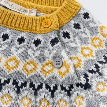 DB14810 dave bella baby winter unisex kreskówka druku sweter z dzianiny moda dla dzieci mały hotel butikowy topswinter ładny sweter dla dzieci