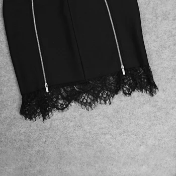 DEIVE TEGER Trendy Long Sleeve Black Lace banding Jesień Zima mini sukienka dla kobiet Vestidos Evening Party casual dress 8393