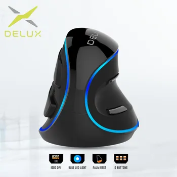 Delux M618 PLUS Pionowa mysz do gier przewodowa ergonomia myszy bezprzewodowa 6 przycisków 4000 dpi optyczna prawa ręka dla KOMPUTERÓW przenośnych