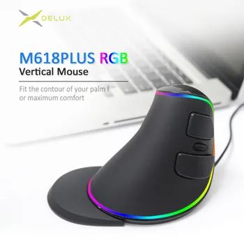 Delux M618 PLUS Pionowa mysz do gier przewodowa ergonomia myszy bezprzewodowa 6 przycisków 4000 dpi optyczna prawa ręka dla KOMPUTERÓW przenośnych