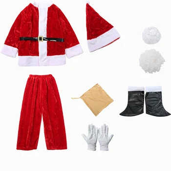 Deluxe Santa Claus For Adult Christmas Costume For Men Women Full Sets Santa Claus Costume Cosplay Dress Up Suit