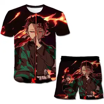 Demon Slayer T Shirt kids Funny 3D girls Clothes Japan Anime Kimetsu No Yaiba Graphic T-shirt spodenki modna odzież uliczna, odzież top
