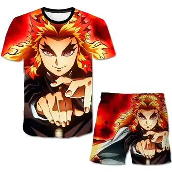 Demon Slayer T Shirt kids Funny 3D girls Clothes Japan Anime Kimetsu No Yaiba Graphic T-shirt spodenki modna odzież uliczna, odzież top