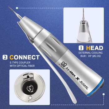 Dental Ai-Max SG65L 1:1 blue ring external Irrigation straight handpiece with fiber optic for dental implant surgical