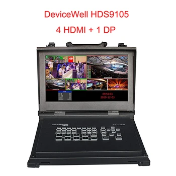 DeviceWell HDS9105 9105 Video Switcher пятиканальный high-Definition obsługuje 4 sygnałowe wejścia HDMI + 1DP na żywo