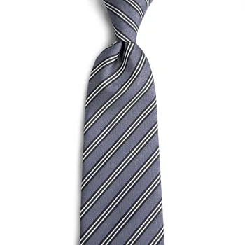 DiBanGu Fashion Designer krawaty szare męskie paski tkane żakardowe wzorzyste krawaty zestaw z chusteczką spinki do mankietów klipy MJ-7101
