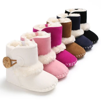 Dihope noworodka dziewczynki rakiety śnieżne zimowe ciepłe buty twarde przyciski pluszowe botki zimowe dziecięce unisex ciepłe buty