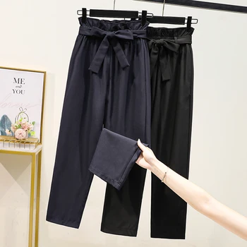 DIMANAF plus-size kobiety wysokiej talii spodnie pas kobiece biuro domowa odzież spodnie spodnie Spodnie oversize temat spodnie 5XL