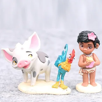 Disney anime Moana 6-9 cm PVC stick figure zabawki Moana Maui Hej Hej Sina główny tui Tala kolekcja model zabawki na prezenty świąteczne
