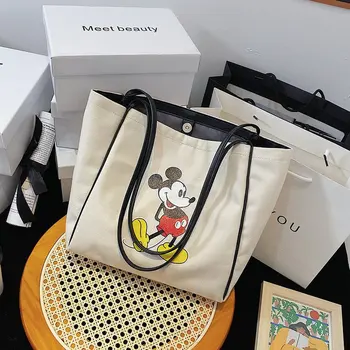 Disney bag women 2020 new fashion all-match cartoon Mickey portable canvas bag large capacity tote bag
