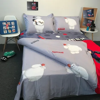 Disney hero baymax pocieszyciel zestaw pościeli queen size bawełna poszwa dla chłopca czerwony szary pościel 3d twin full size bed spread