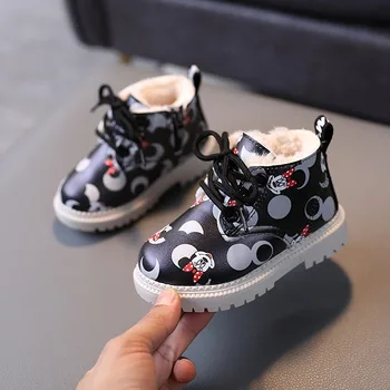 Disney Jesień Zima Mickey Mouse chłopcy bawełna Dziecięce buty ciepłe kreskówki dla dzieci obuwie dla dziewczynek buty sportowe