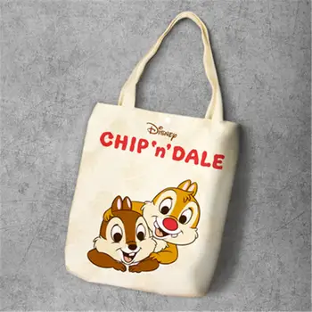 Disney kreskówki torby torba gospodarcza chip i Dale płótno zakłady torba lady ramię student przegląd torba do przechowywania