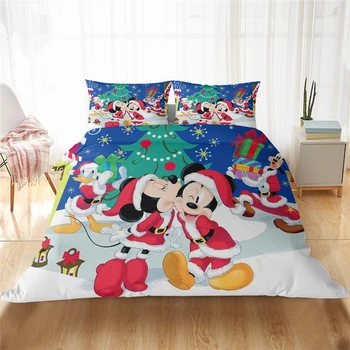 Disney Mickey boże Narodzenie pościel zestaw kreskówka piękna para jeden Bliźniak pełna Król zestaw kołdrę poszewka prezent dla dzieci