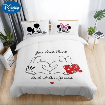 Disney pościel zestaw Mickey Mouse dzieci ładny kołdrę para ślubna koc zestaw dorosłych podwójne pościel pościel prezent