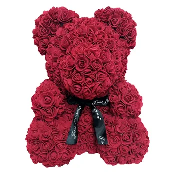 DIY 25/40 cm pluszowe Róża niedźwiedź z skrzynią sztuczne PE kwiat niedźwiedź Róża Walentynki dla dziewczyny, kobiety, żony matki prezenty Dzień