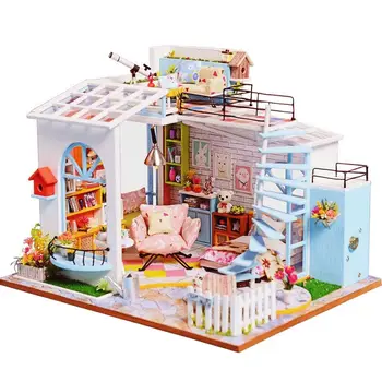 DIY zebrać dom dla Lalek domki dla lalek miniaturowy domek dla lalek zestaw mebli zestaw zabawek dla dzieci prezent na boże Narodzenie