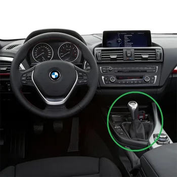 Dla BMW serii 1 F20 F21 2011 2012 2013 2016 samochód-stylizacja 5-stopniowy dźwignia zmiany biegów gałka zmiany biegów ze skórzaną bagażnikiem