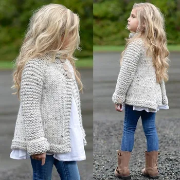 Dla dzieci swetry dziecko Dzieci Dzieci dziewczyny strój odzież przycisk sweter z dzianiny sweter płaszcz topy drop shipping